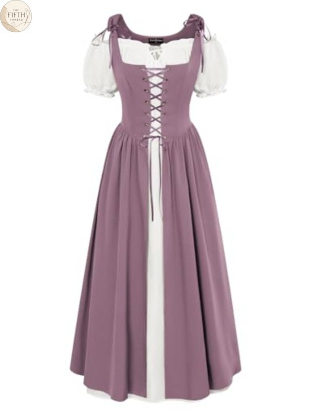 Renaissance Costume Women 2 Piece Lace-Up Vest Dress & Chemise Medieval
